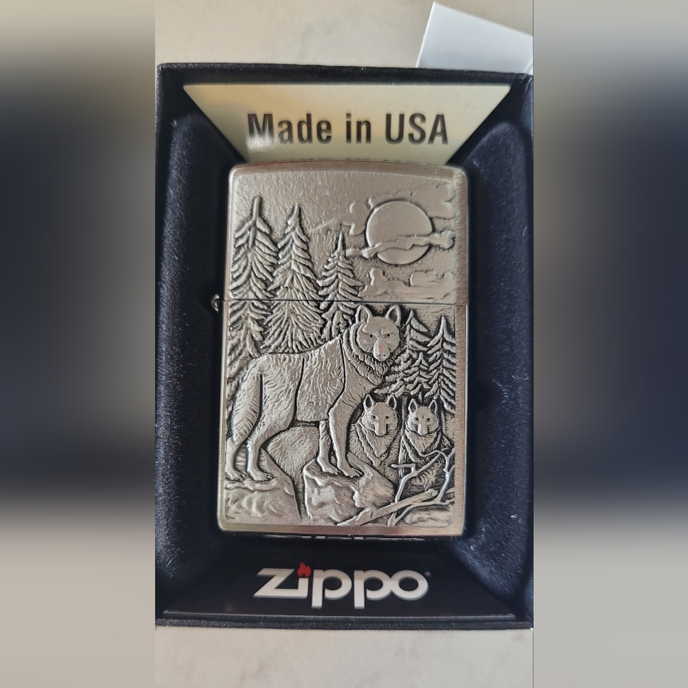 Silver Timberwolves Zippo NEW